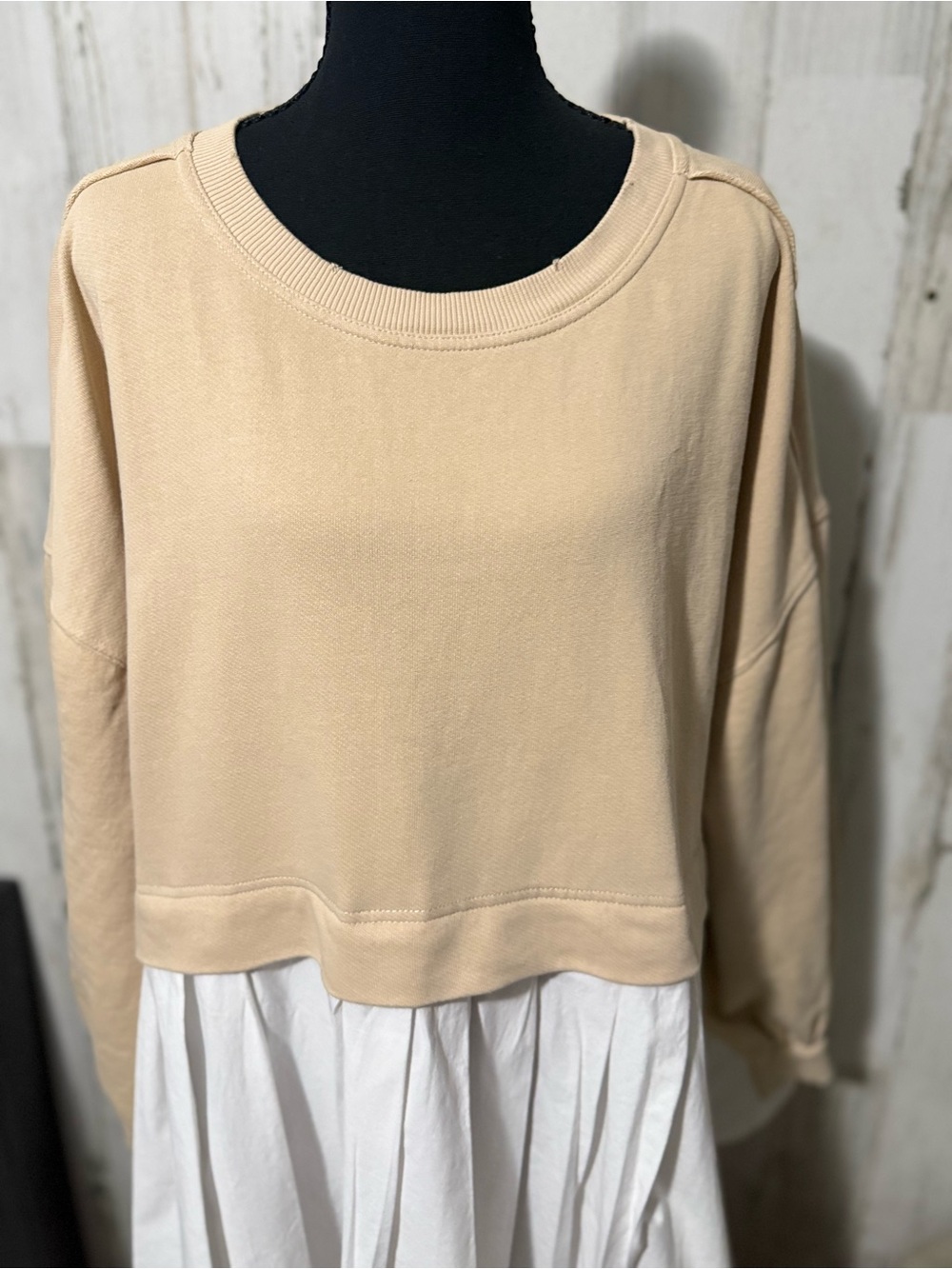 Free People Hybrid Sweatshirt Dress Tank Beige M - Picture 3 of 8